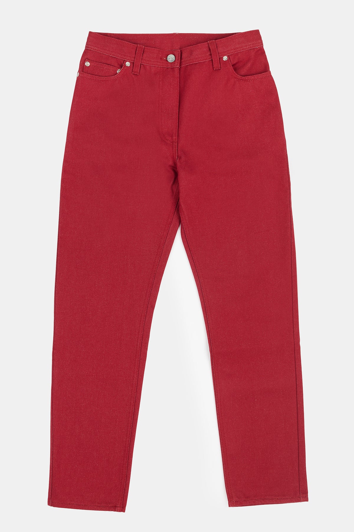 
            Flatlay product image of gloria tapered jeans in burgundy