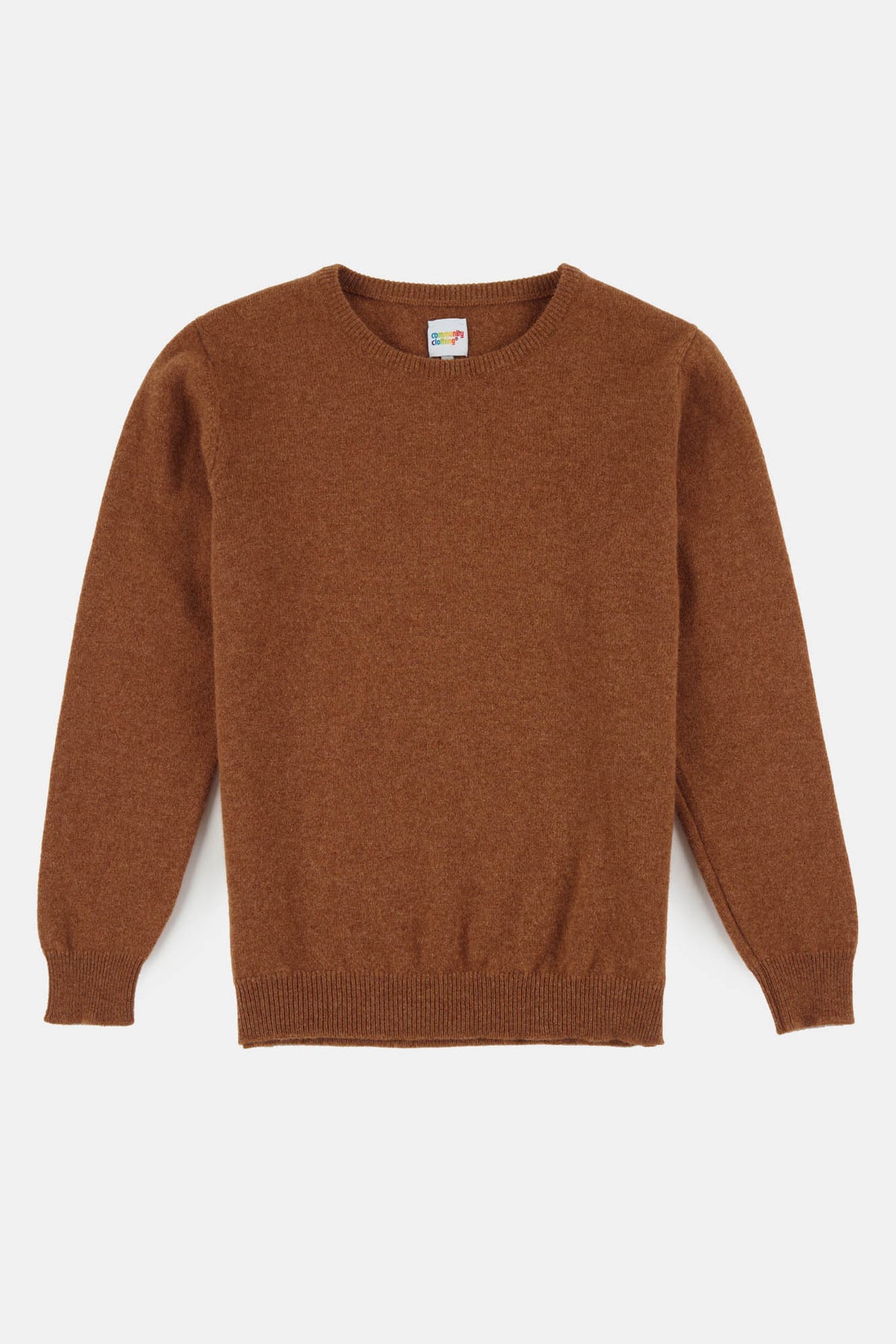 
            Women&#39;s lambswool crew neck in dark camel