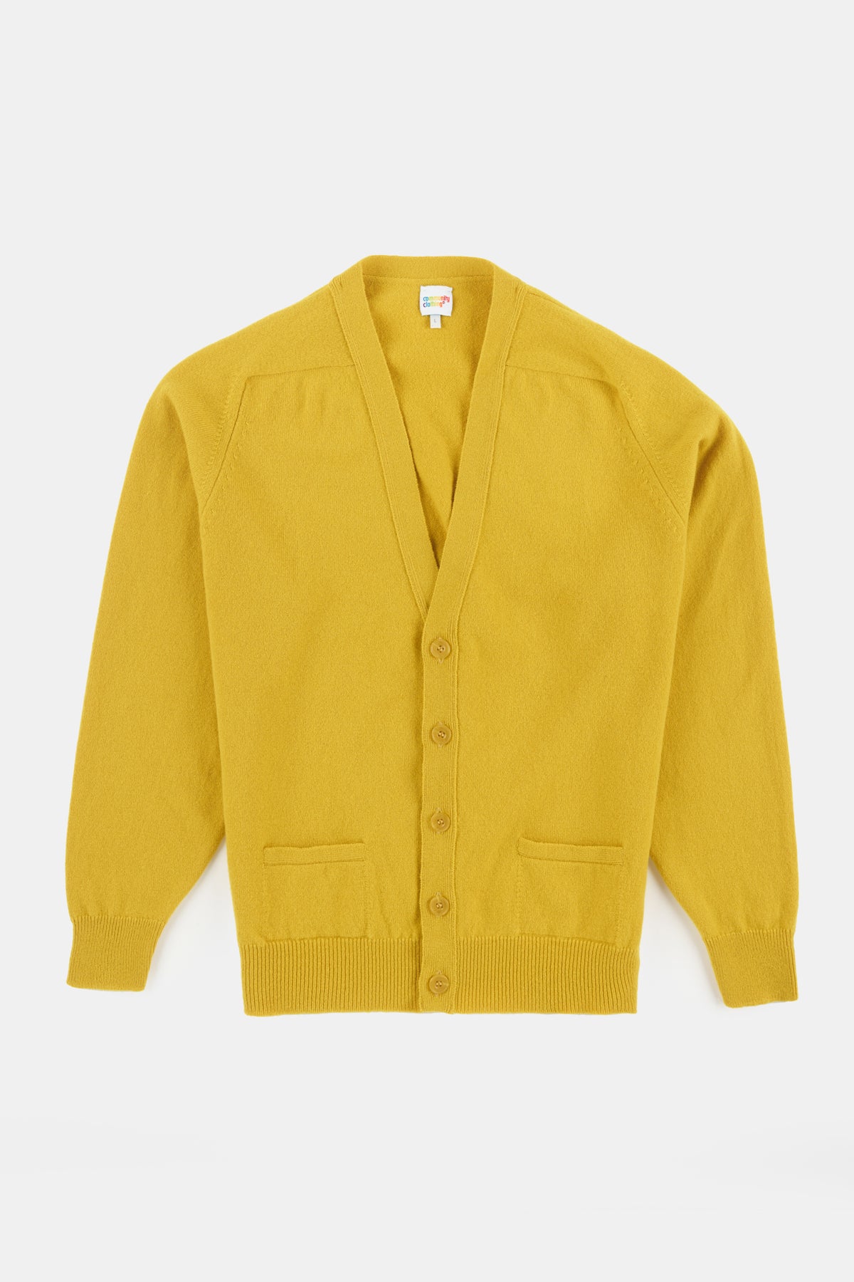 
            Lambswool cardigan picalilli yellow flatlay