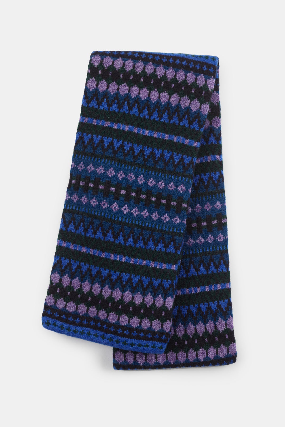 
            Unisex lambswool fair isle scarf navy